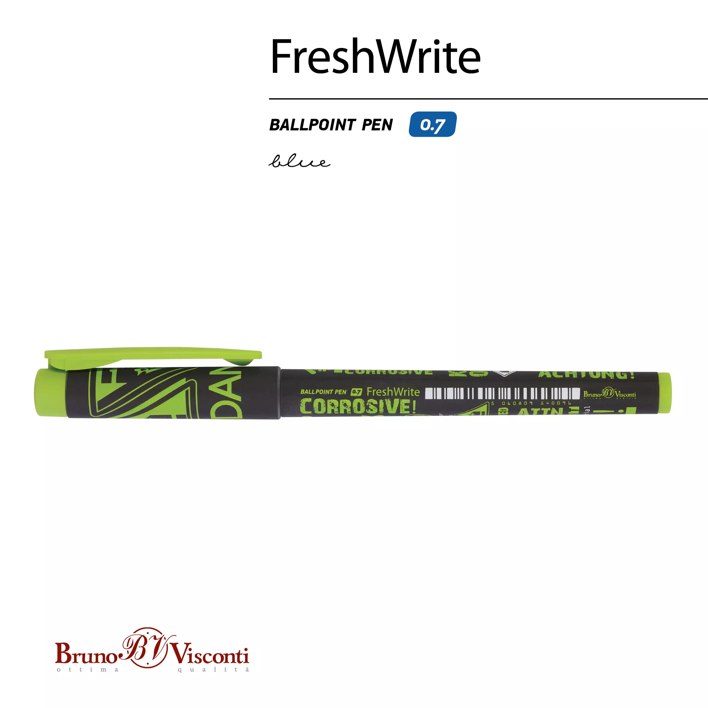 Шариковая ручка BrunoVisconti FreshWrite ATTENTION.ХИМИЯ, 0.7 мм, чернила синие