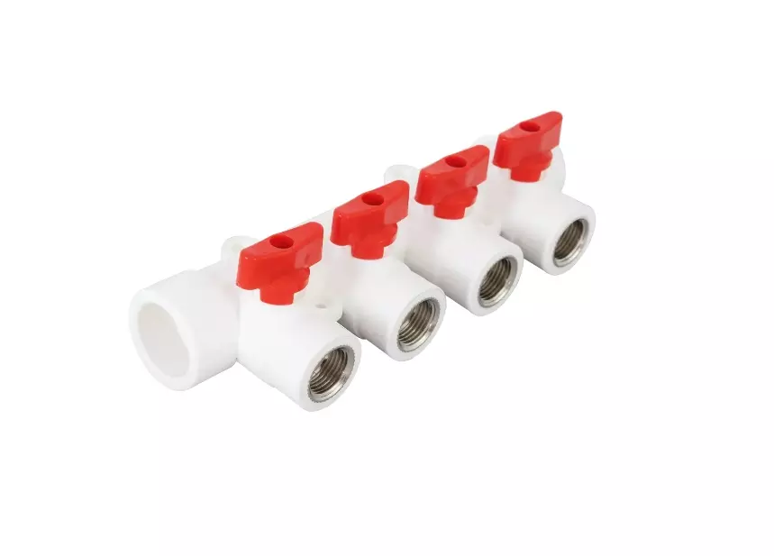 Коллектор полипропиленовый 4 выхода с кранами 32х1/2", РВК