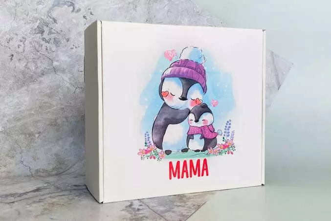 Коробка-бокс  подарочный- Мама-пингвины