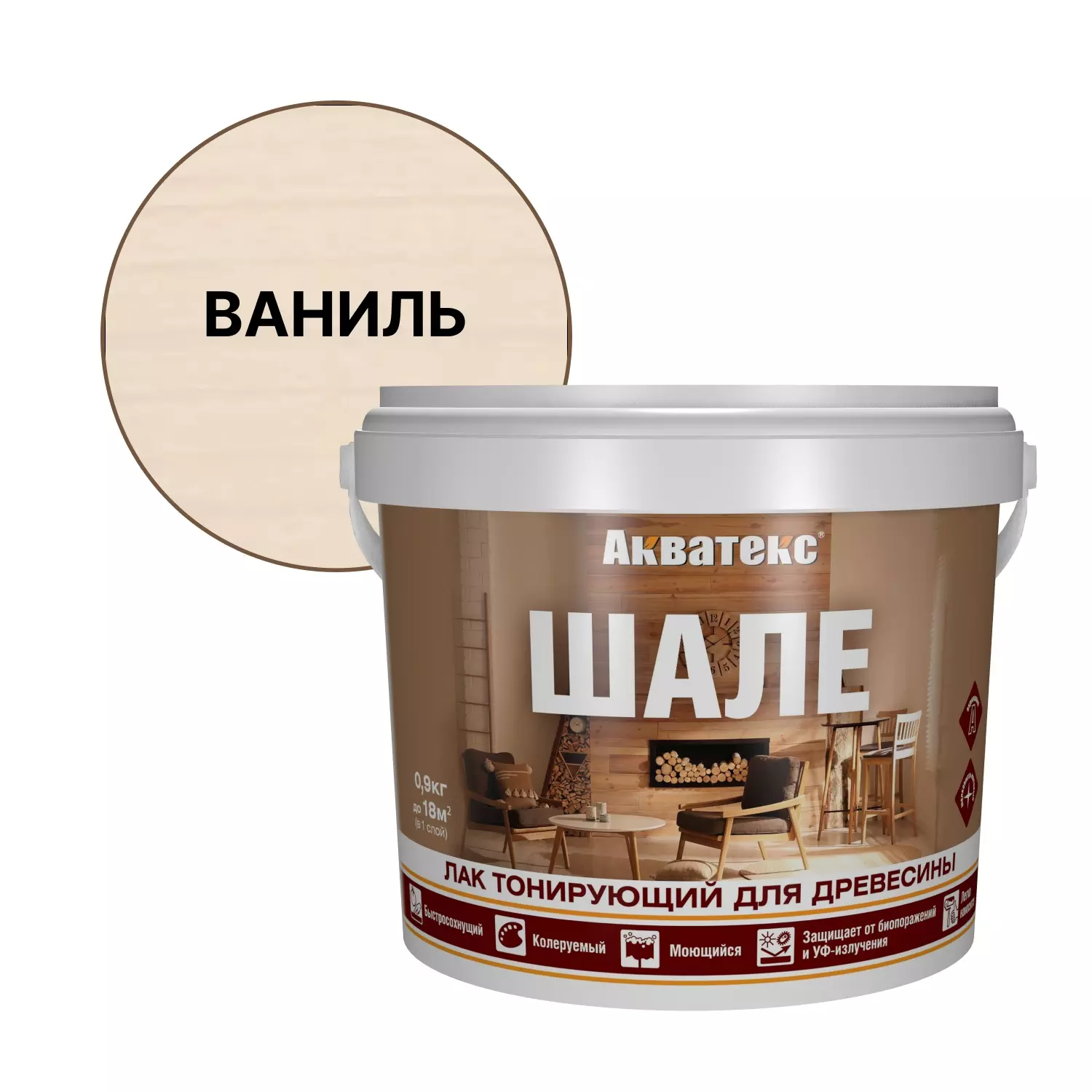 Лак акриловый тонированный Акватекс Шале матовый ваниль 0,9 кг
