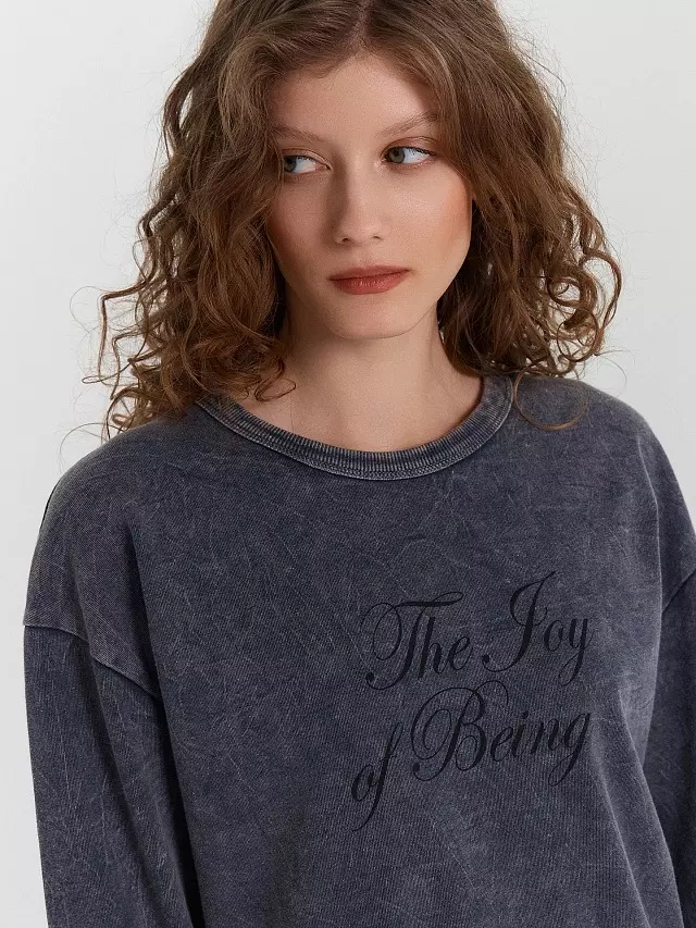 Лонгслив женский Mark Formelle 122924 ACID WASH черный янтарь, р-р 164/170-100-106 (50 / XL)