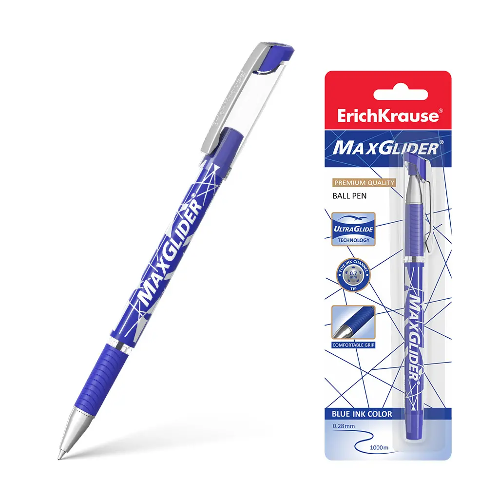 Шариковая ручка ErichKrause 45935 MaxGlider, Ultra Glide Technology, чернил синий