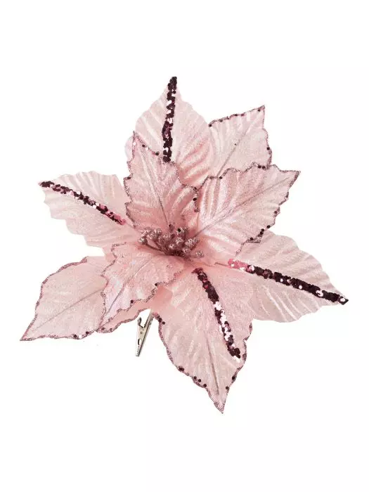 Елочное украшение Цветок розовый на клипсе /29×29×14см арт.88902