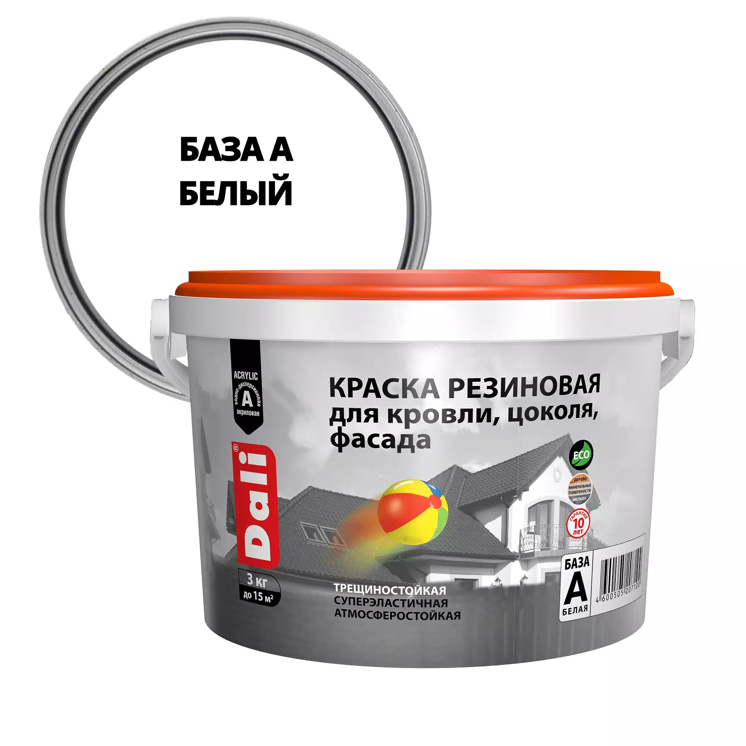 Краска резиновая Dali белый база А 3 кг