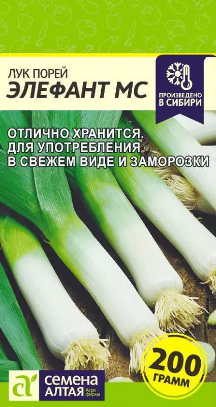 Семена Лук порей Элефант МС Семена Алтая 1 г ц/п