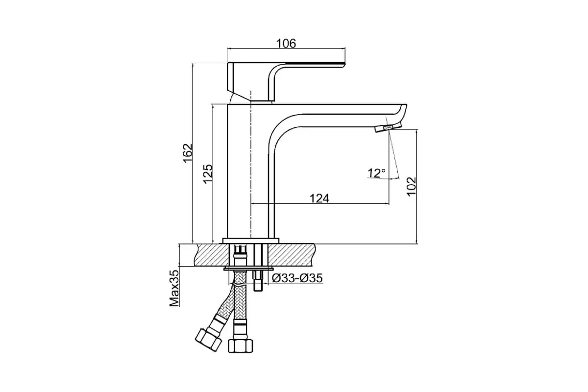 Смеситель для раковины Cersanit GEO однорычажный клик клак