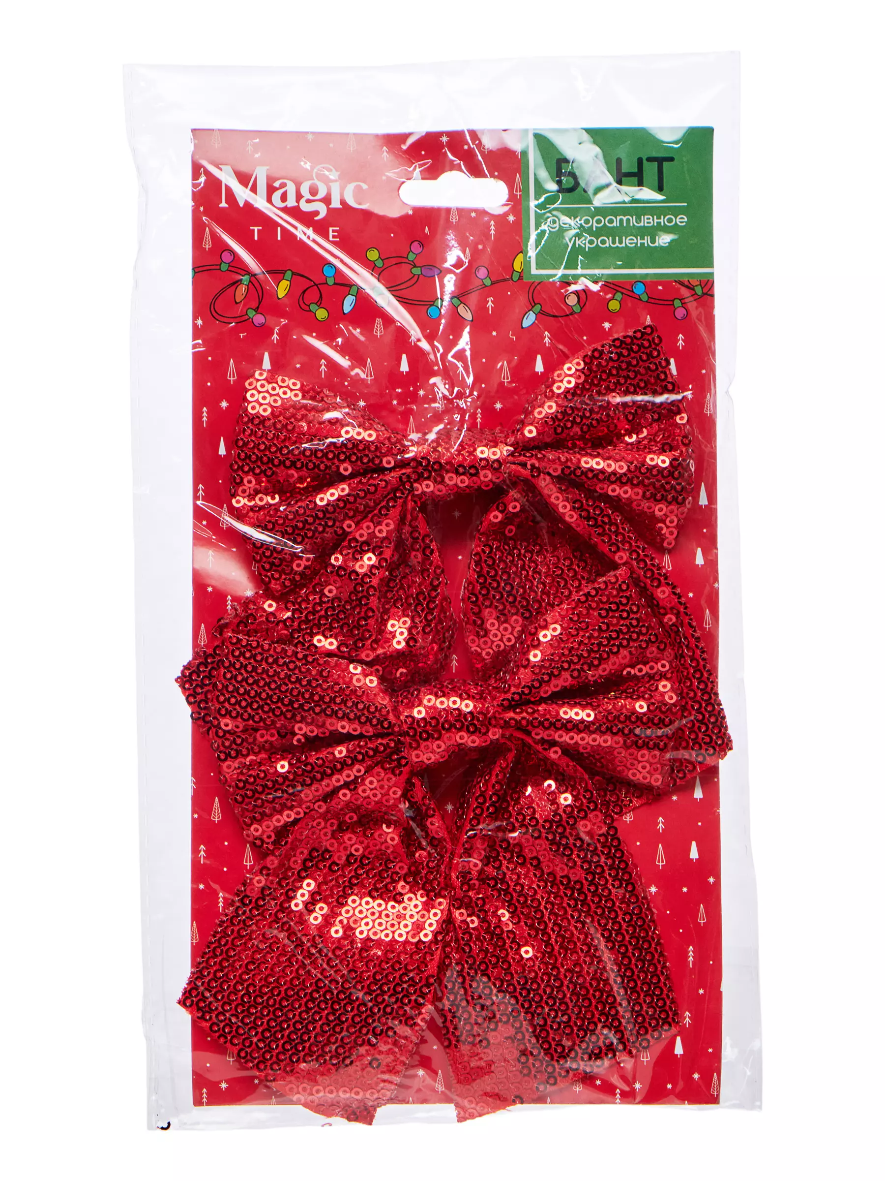 Декоративное украшение БАНТ Рубин из полиэстера, набор из 2 шт / 14х12х0,01см 90828