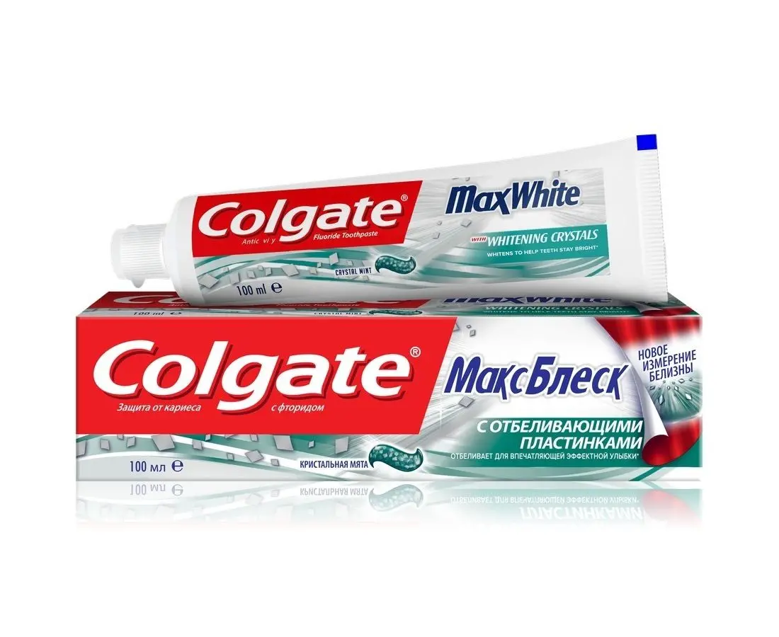 Зубная паста Colgate Макс Блеск, с отбеливающими пластинками, 100 мл