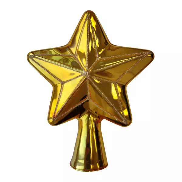 Верхушка на елку Звезда стекло 17 см золото Коломеев КВ-234200/2