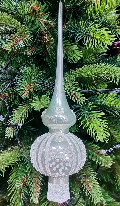 Верхушка на елку Пика стекло Бисерный узор 28 см  Коломеев КВ-3/17