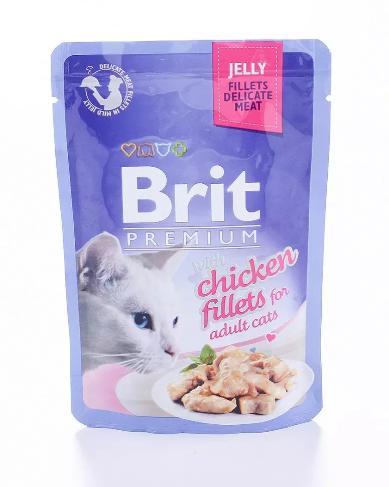 Влажный корм для кошек куриное филе в желе, 85 г Brit Premium