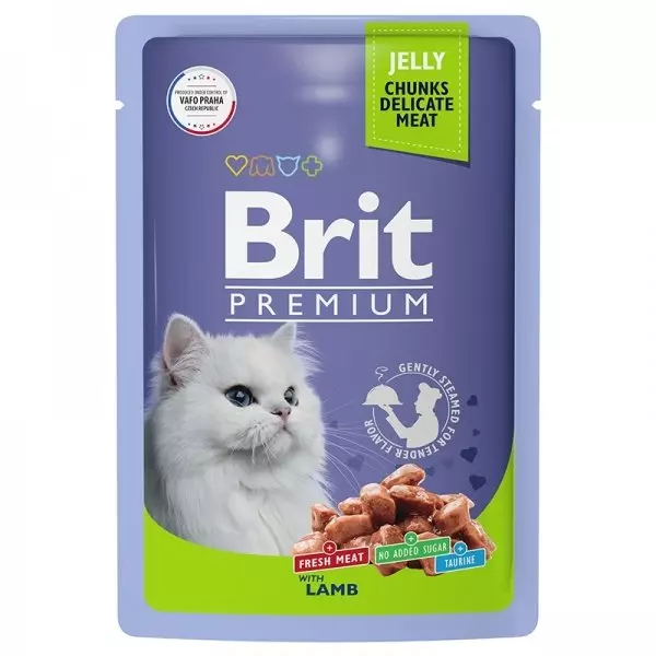 Влажный корм для кошек ягненок в желе, 85 г Brit Premium