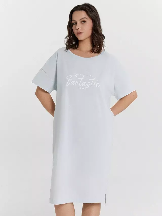Ночная сорочка женская Mark Formelle 572310 св.голубой +печать, р-р 164/170 (60 / 6XL)