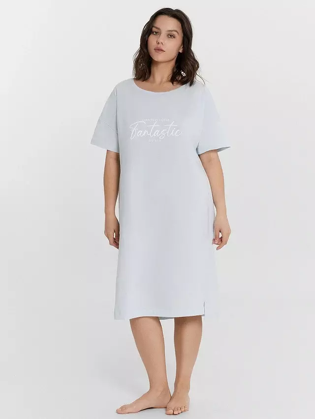 Ночная сорочка женская Mark Formelle 572310 св.голубой +печать, р-р 164/170 (60 / 6XL)