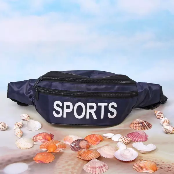 Поясная сумка Sports Style, цвет синий, 3 кармана, 36*10*8