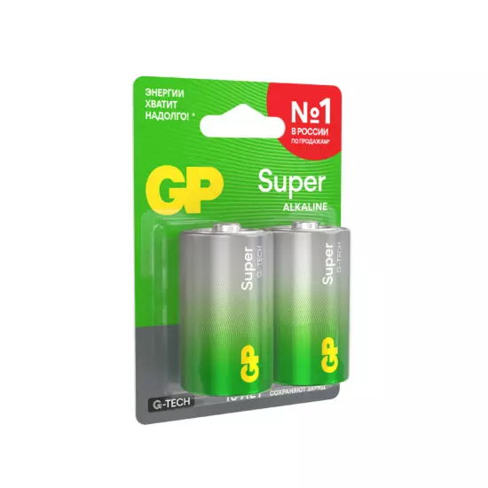 Щелочные батарейки D (LR20) Бочка 2шт GP Super алкалиновые
