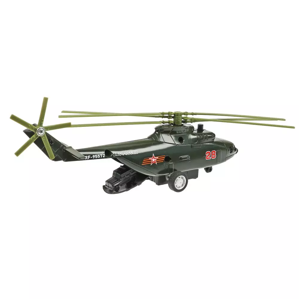 Вертолет модель Армия России 20см,металл,свет-звук,люк Технопарк COPTER-20SLARR-GN зеленый