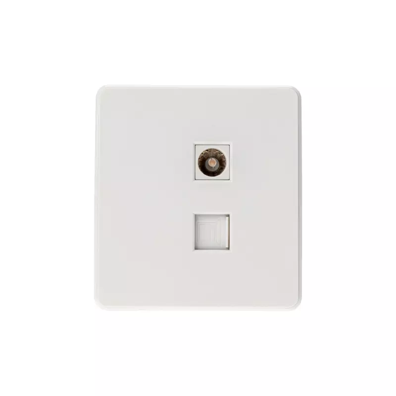 Розетка встраиваемая интернет+ТВ перламутр Kranz Miele Round KR-78-0722-1