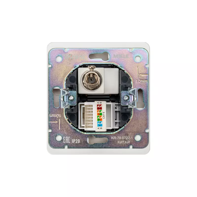 Розетка встраиваемая интернет+ТВ перламутр Kranz Miele Round KR-78-0722-1