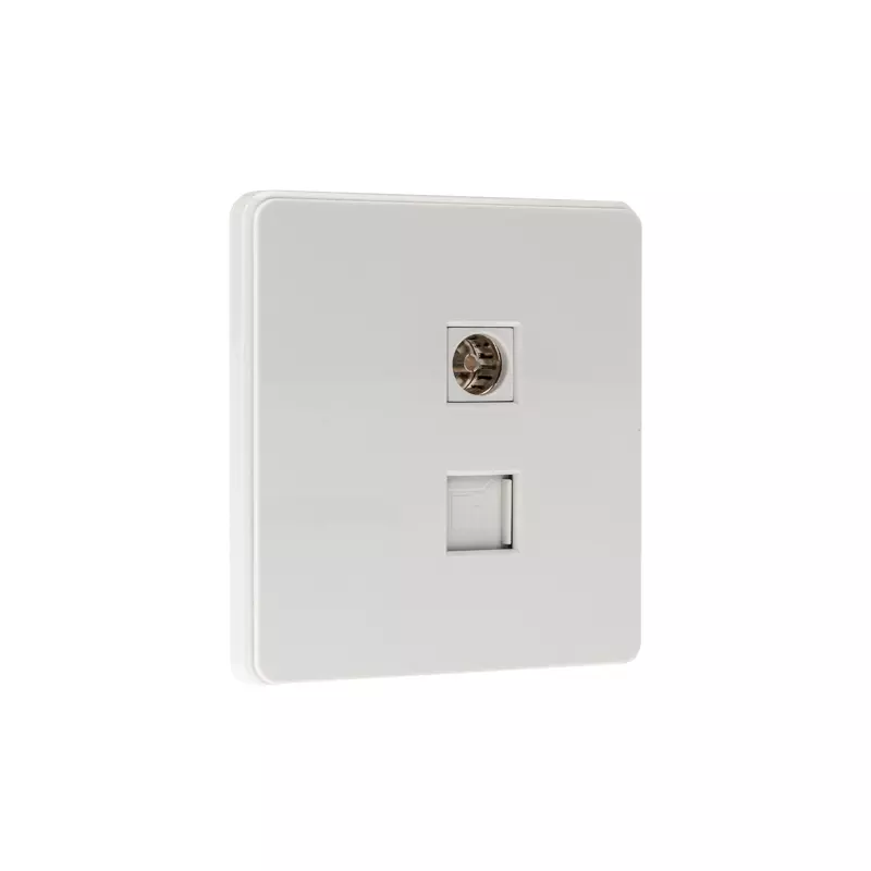 Розетка встраиваемая интернет+ТВ перламутр Kranz Miele Round KR-78-0722-1