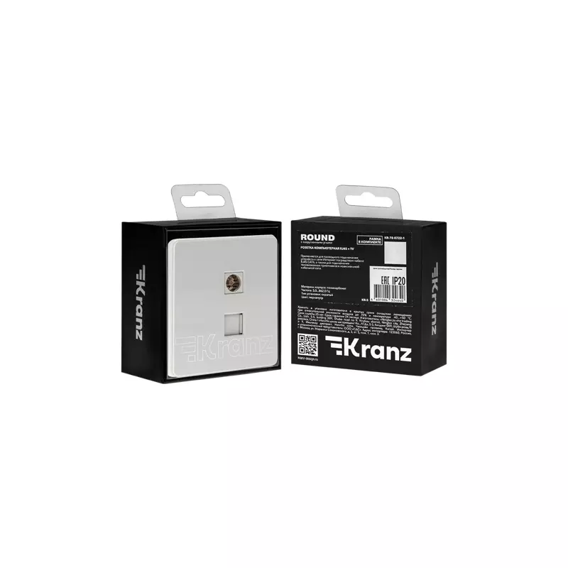 Розетка встраиваемая интернет+ТВ перламутр Kranz Miele Round KR-78-0722-1