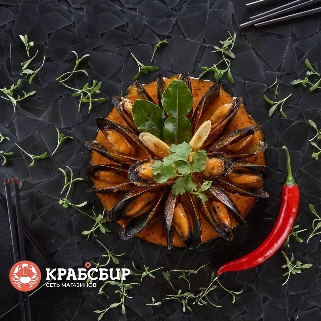 Мидии в томатно-чесночном соусе