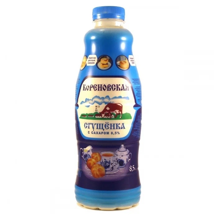 Сгущенка белая 1,25кг 8.5% бутылка КОРЕНОВСКАЯ