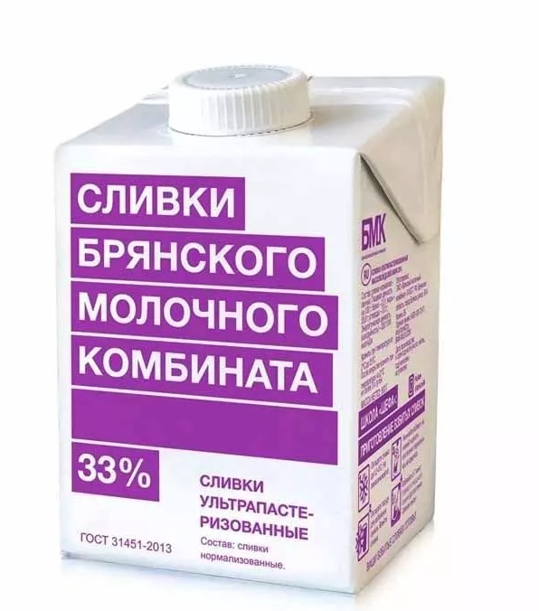 Сливки 33% БМК 500мл