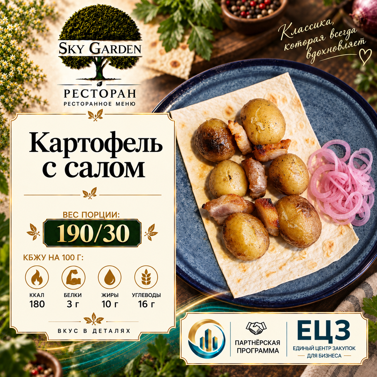 Картофель с салом 190/30 гр