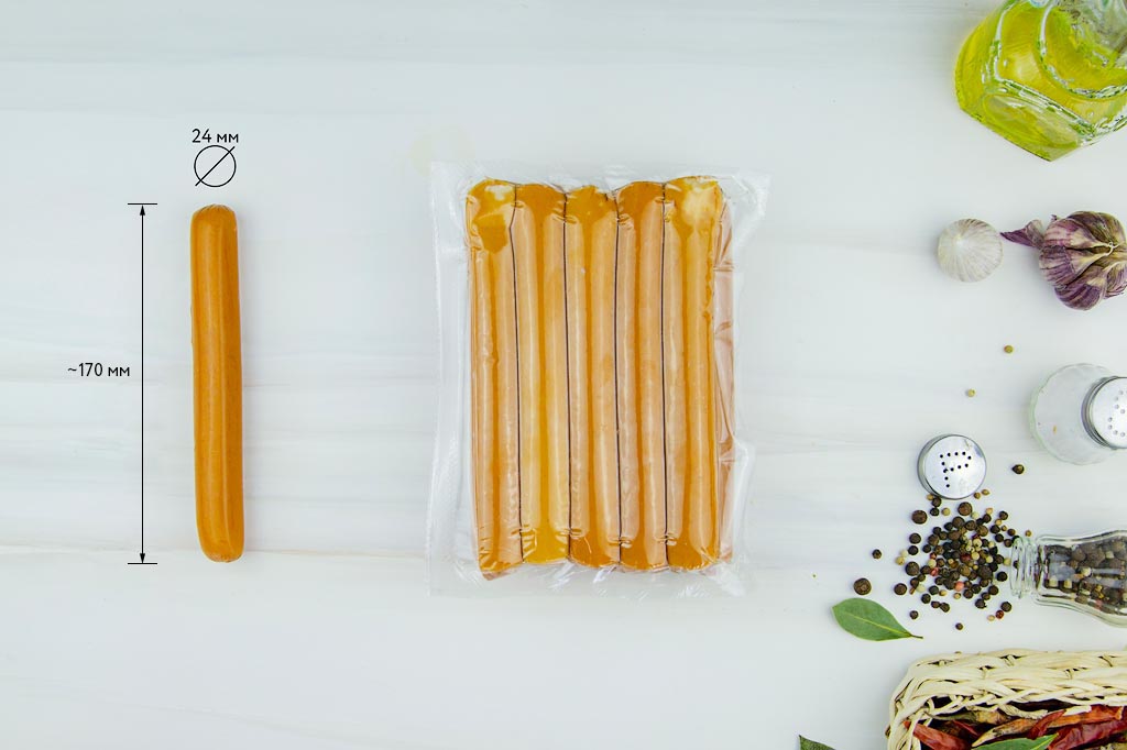Сосиски Марсельские с сыром+гов+св  17 см 75гр (10шт) Ремит
