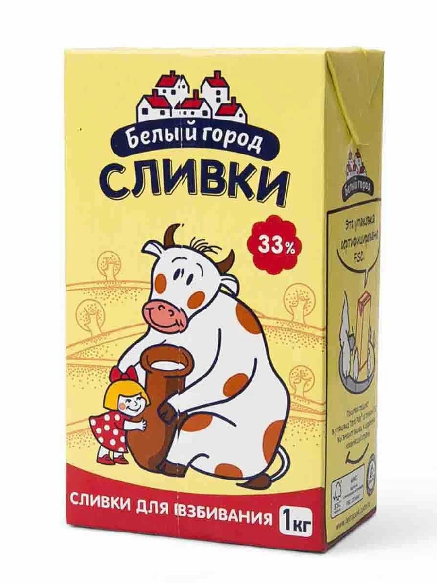 Сливки Белый город 33% 1л жив.