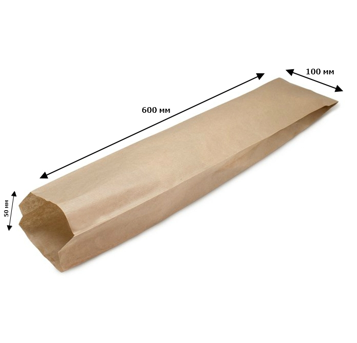 Пакет крафт багет 110*50*610 (800шт\ящ) БУМ 55545