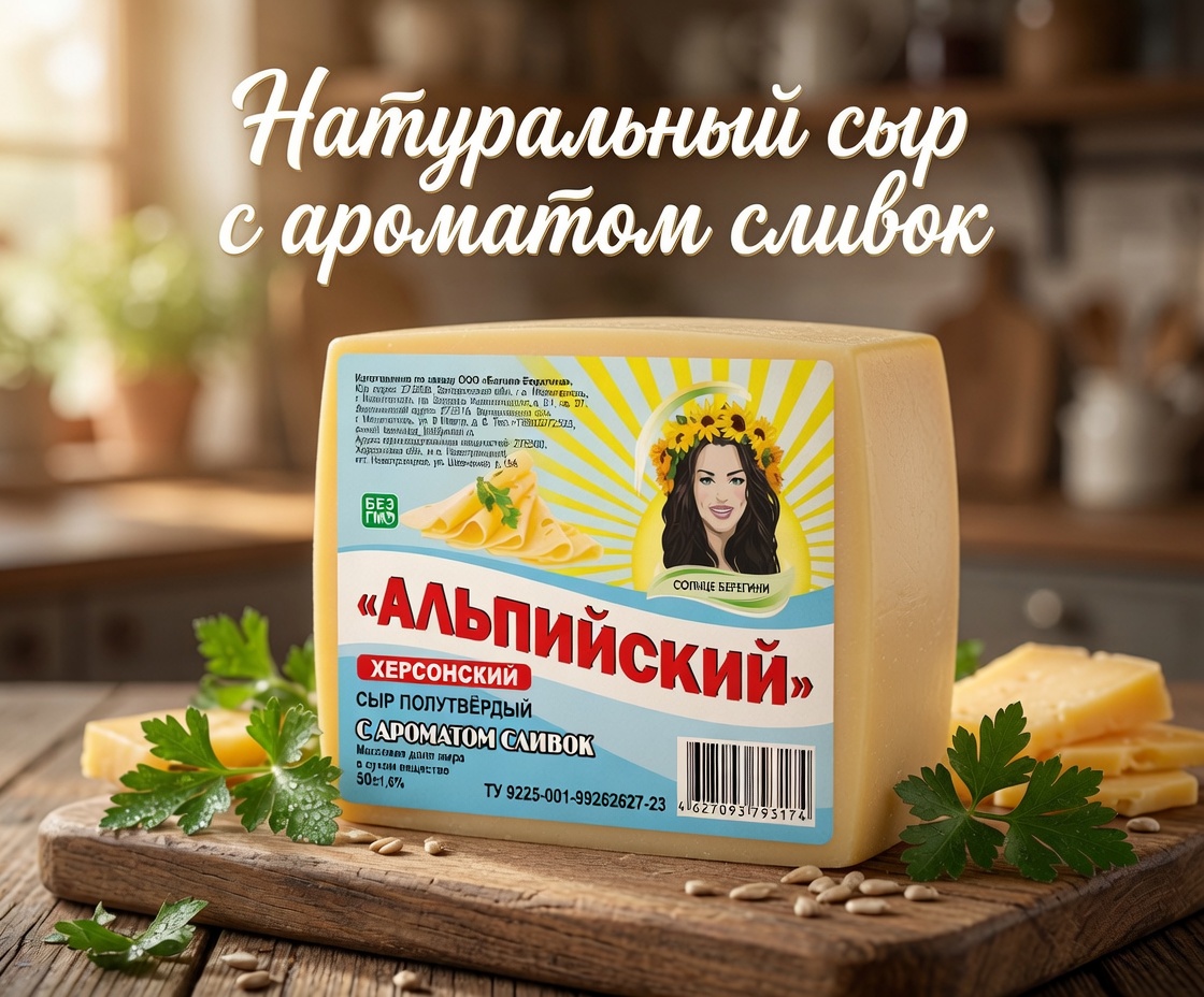 Сыр полутверд  Альпийский на топл молоке Солнце Берегини