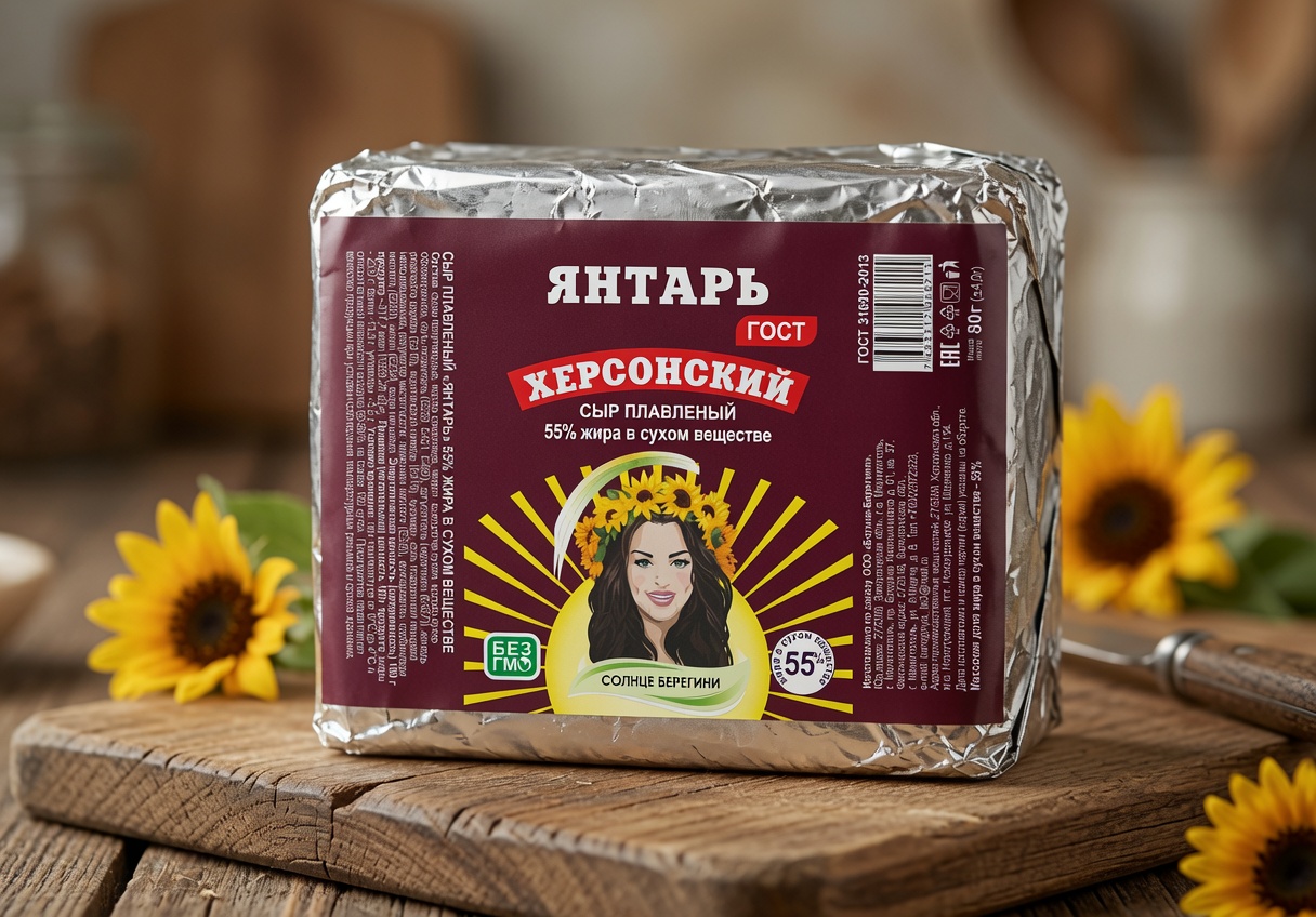 Сыр плавленый Янтарь "Солнце Берегини" 55% 80гр