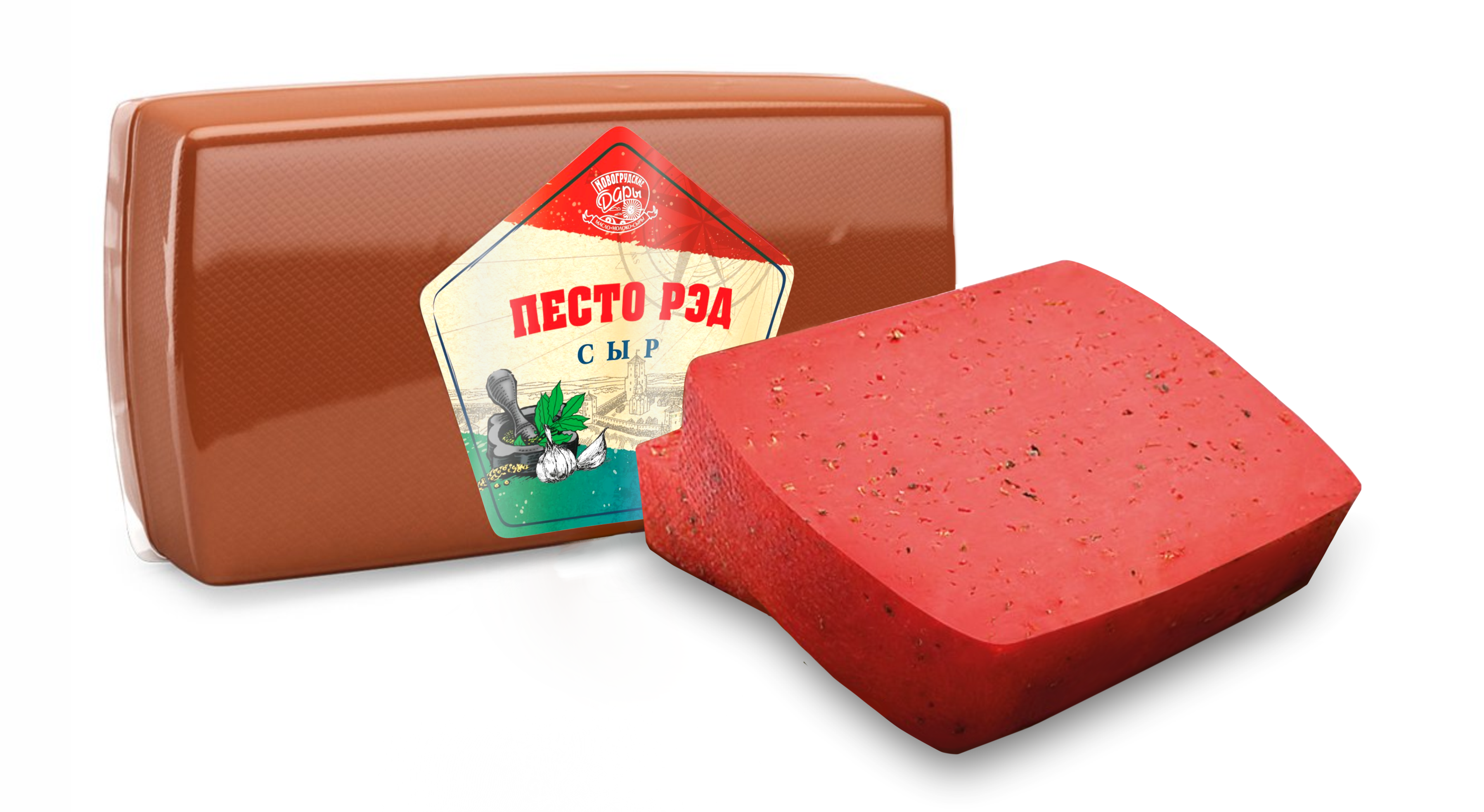 Сыр "ПЕСТО РЭД" с зеленью и чесноком. жир 45%