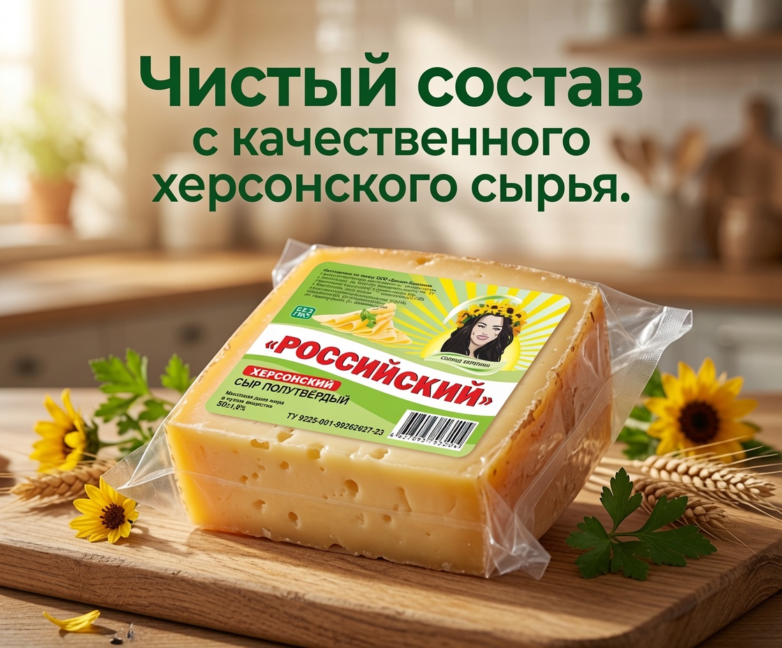Сыр полутвер Российский Солнце Берегини 50%