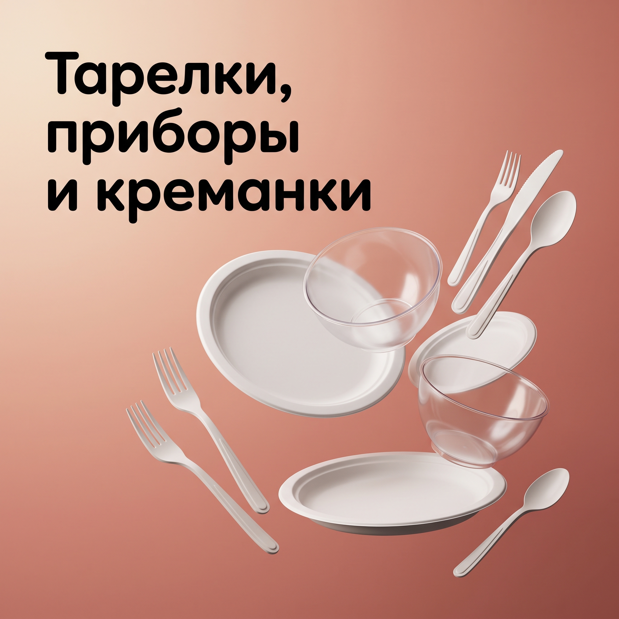 Тарелки, приборы и креманки