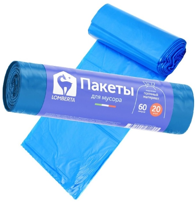 Lomberta Пакет для мусора с ушками  60л, 20шт ПНД