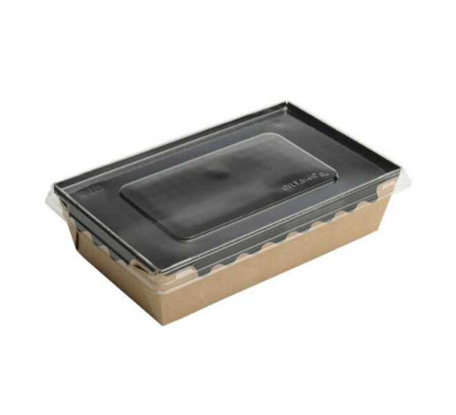 Крышка PET плоская 220x140x13,5мм для контейнера Crystal box 800мл с прямым дном, 50/400