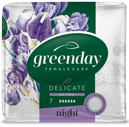 Прокладки женские 7 шт Ultra Night Dry DELICATE GREEN DAY *20