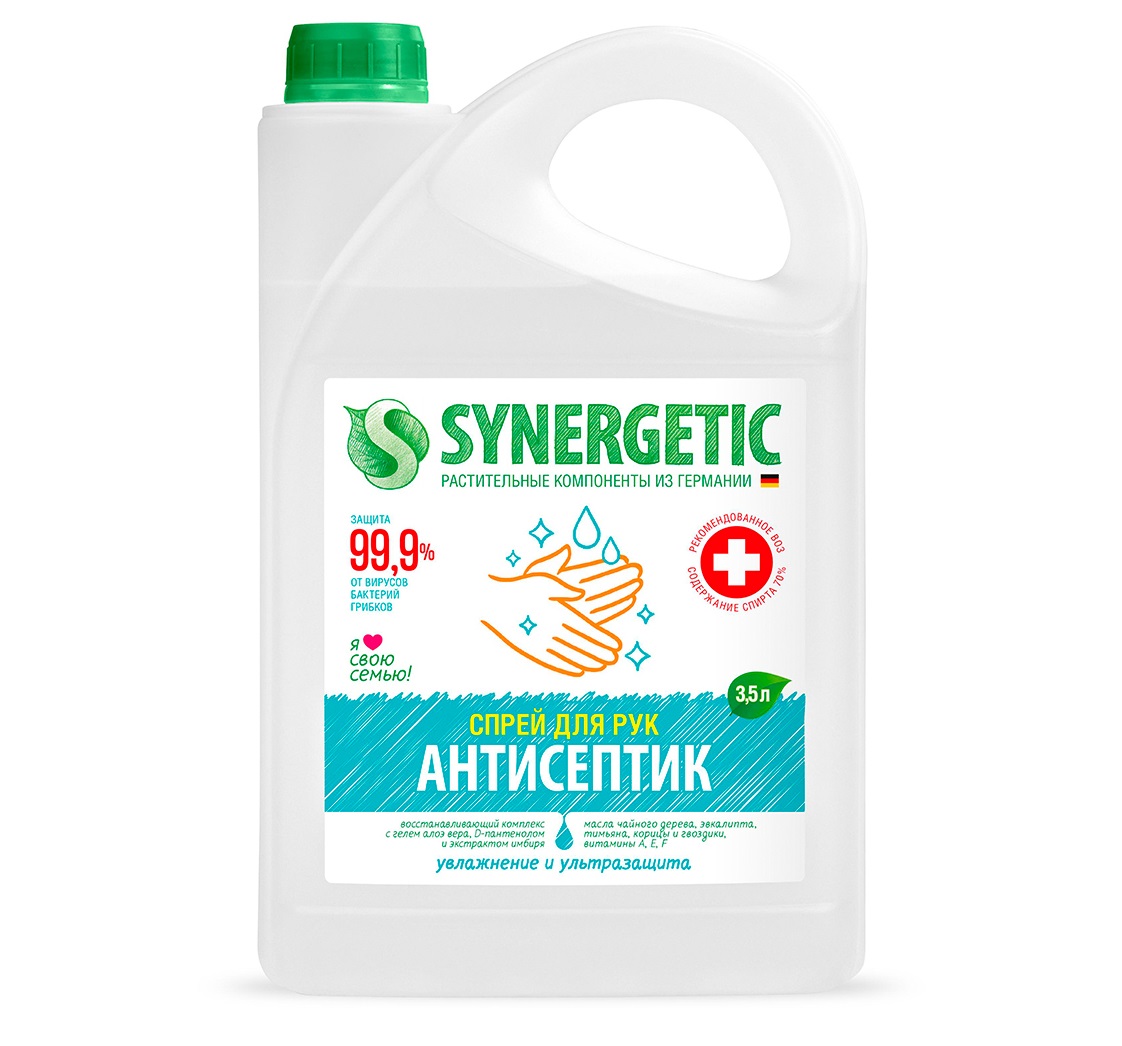 Антисептик для рук SYNERGETIC 3,5л спрей 4шт/уп