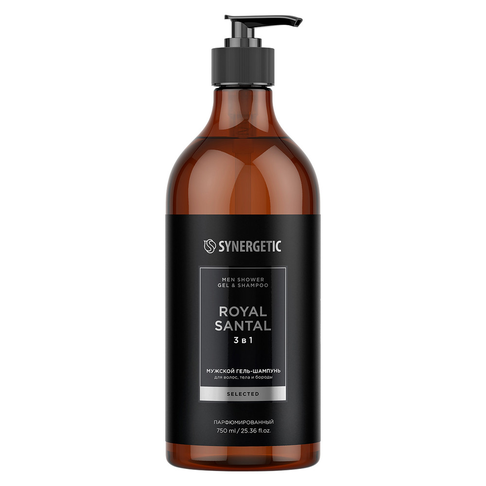 SYNERGETIC гель для душа Мужской 3в1 Royal santal/королевский сандал 0,75л  6 шт/уп