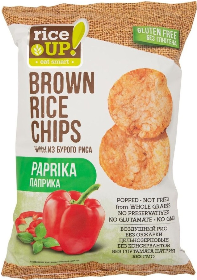 Чипсы "RICE UP" (248) из воздушного бурового риса со вкусом паприки 60гр*12шт/упак