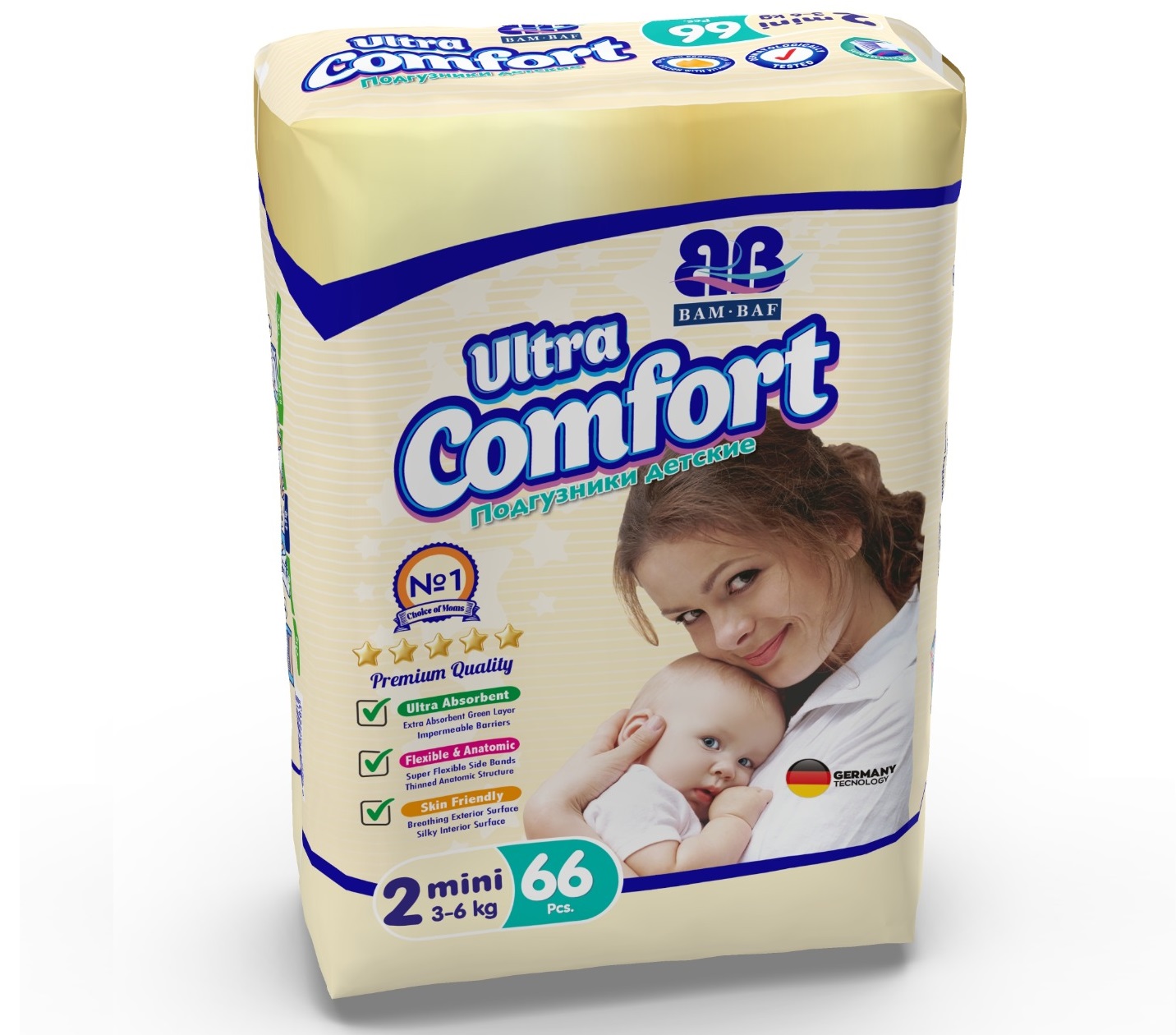 Подгузники BAMBAF ULTRA COMFORT №2 (66 шт.)*4шт/упак