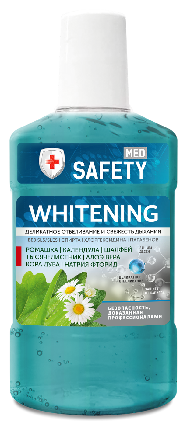 Ополаскиватель для полости рта SAFETY MED Green Day "Whitening", 250 мл*10
