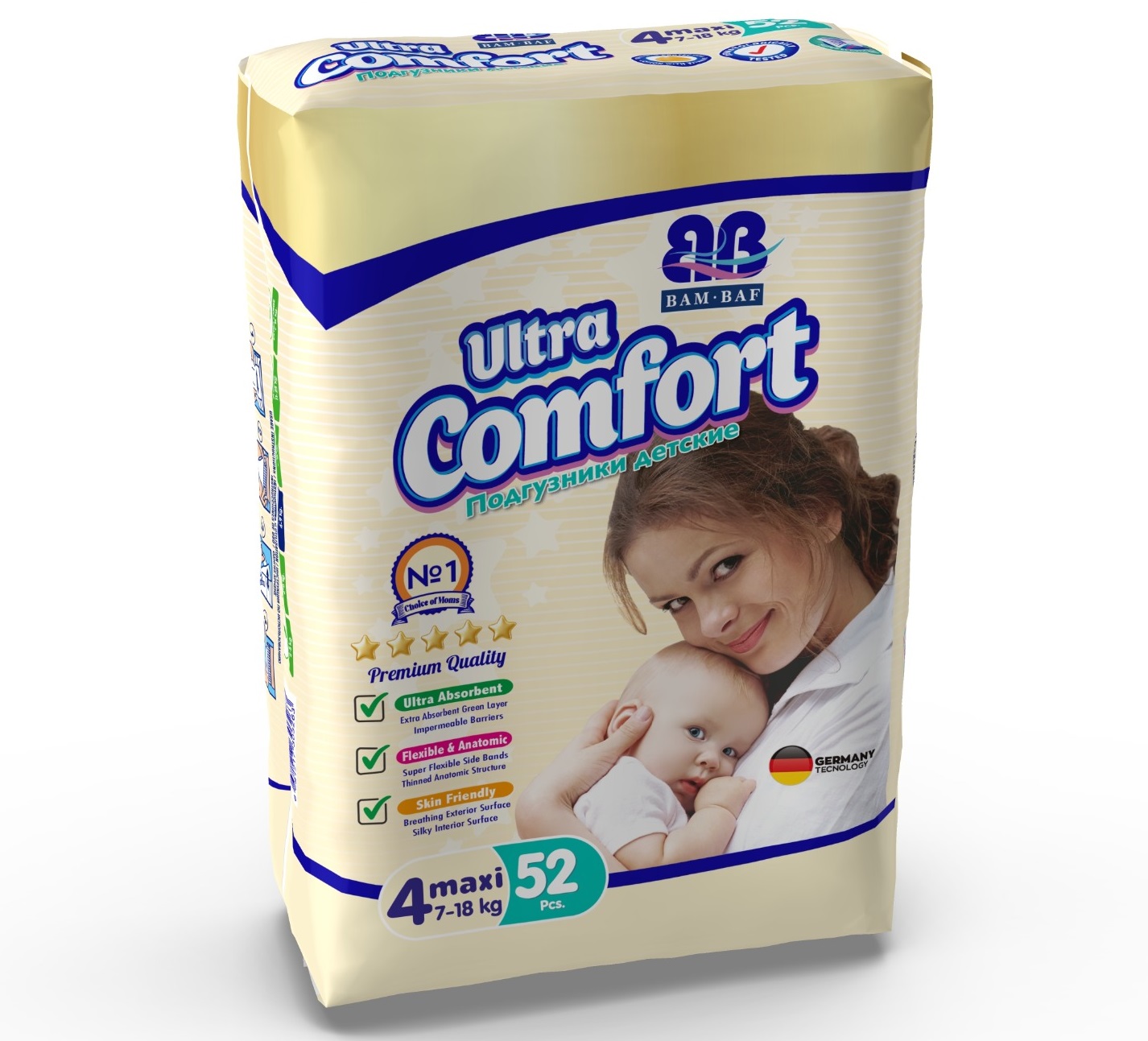 Подгузники BAMBAF ULTRA COMFORT №4 (52 шт.)*4шт/упак