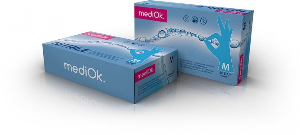 mediOk Перчатки нитрил медицинские, цвет голубой, размер XS