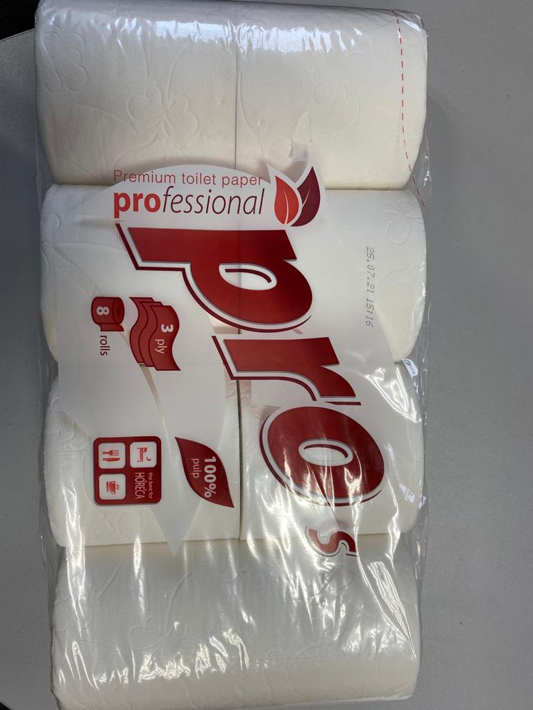 С181 Туалетная бумага PROtissue 144листа 18 м, 8 рул/уп, 3 слоя 125x9,6 мм, 56рул/мешок