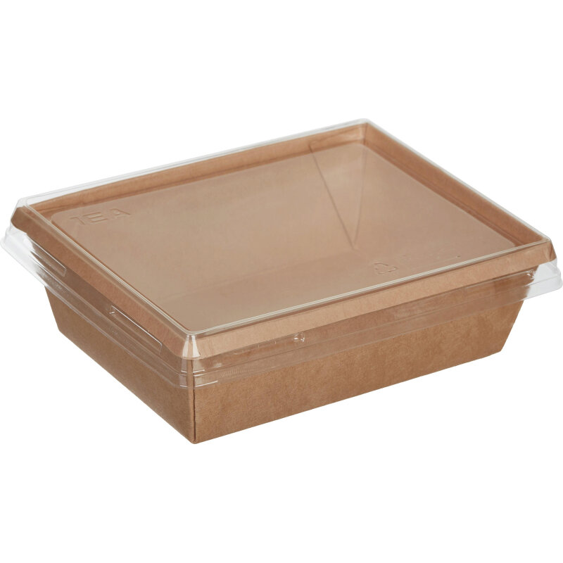 Контейнер бумажный Crystal Box 800мл без крышки 207х130х55мм, Double kraft с прямым дном, 50/400