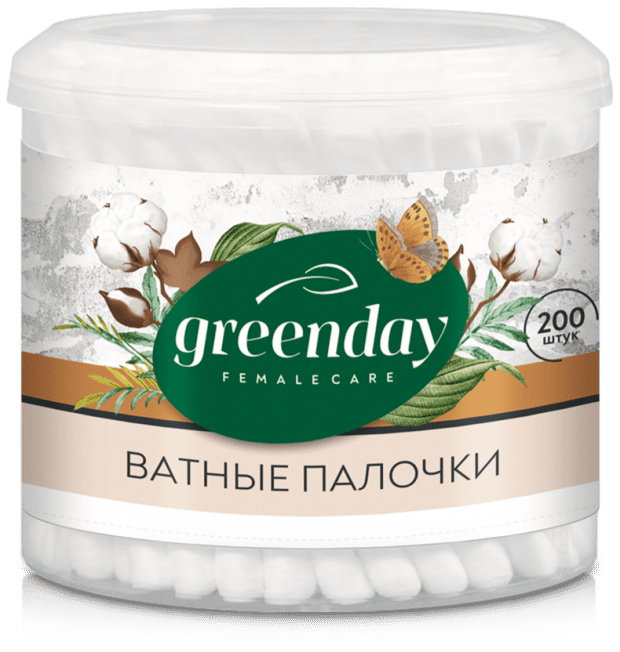 Палочки ватные 200 шт банка GREEN DAY *40